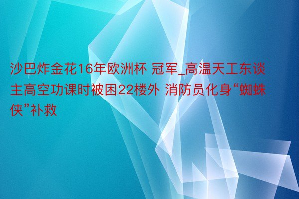 沙巴炸金花16年欧洲杯 冠军_高温天工东谈主高空功课时被困22楼外 消防员化身“蜘蛛侠”补救