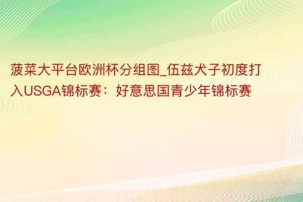 菠菜大平台欧洲杯分组图_伍兹犬子初度打入USGA锦标赛：好意思国青少年锦标赛